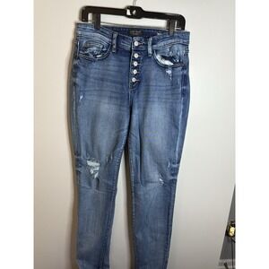 Judy Blue Jeans Womens 9/29 Blue Boyfriend Fit Relaxed Stretch Denim Medium Wash